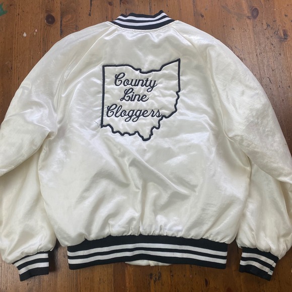 Satins Jackets & Blazers - Vintage‎ County Line Cloggers Ohio Satin Bomber Jacket Shanna Retro Women's M